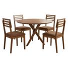 Mesa de Jantar Redonda Cacau 4 Lugares MDF material sintético Kaki Milani Movelaria