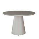 Mesa de Jantar Redonda com Base Cone 130cm Liz Tampo Vidro Off White CCS Mesa de Jantar Redonda com Base Cone 130cm Liz Tampo Vidro Off White CCS