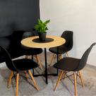 Mesa De Jantar REDONDA Com Tampo De Madeira Pinus De Ferro p/ 4 Cadeiras