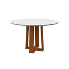 Mesa de Jantar Redonda com Tampo de Vidro Isabela Off White e Ype 120 cm