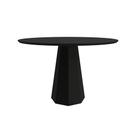 Mesa de Jantar Redonda com Tampo de Vidro Isis Preta 120 cm
