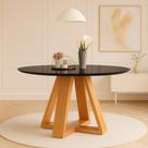 Mesa de Jantar Redonda Com Tampo de Vidro Para Sala de Estar e Cozinha