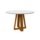 Mesa de Jantar Redonda com Tampo de Vidro Vitoria Off White e Ype 120 cm