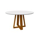 Mesa de Jantar Redonda com Tampo de Vidro Vitoria Off White e Ype 135 cm Mesa de Jantar Redonda com Tampo de Vidro Vitoria Off White e Ype 135 cm