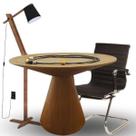 Mesa de Jantar Redonda Cone Eclipse Madeira Freijó 80cm