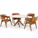 Mesa De Jantar Redonda Cora 120cm Off White M04 com 04 Cadeiras Living Suran material sintético Camel - Lyam