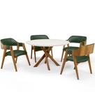 Mesa De Jantar Redonda Cora 120cm Off White M04 com 04 Cadeiras Living Suran material sintético Verde Musgo - Lyam