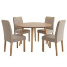 Mesa de Jantar Redonda Dani 4 Lugares Tampo em MDF com Cadeiras Estofadas Linho Cinamomo Bege 109cm Mesa de Jantar Redonda Dani 4 Lugares Tampo em MDF com Cadeiras Estofadas Linho Cinamomo Bege 109cm
