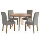Mesa de Jantar Redonda Dani Mdf 4 Cadeiras Linho Cinamomo Grafite Milani Movelaria