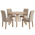 Mesa de Jantar Redonda Dani MDF Com 4 Cadeiras Estofadas Linho MOLCI