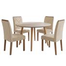 Mesa de Jantar Redonda Dani MDF Com 4 Cadeiras Estofadas Suede MOLCI