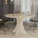 Mesa de Jantar Redonda Elisa 4 Lugares 90x90 Base em X em Mdf - Off White