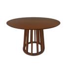 Mesa de Jantar Redonda em Madeira 130x130cm Base Cone Palito Cor:Nogueira