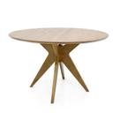 Mesa de Jantar Redonda em Madeira Maciça Andria 120cm de Diâmetro Cor:Castanho Claro