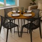 Mesa De Jantar Redonda Estilo Industrial Para 4 Cadeiras Madeira Imbuia 80cm Area Gourmet Churrasqueira Apartamento Mesa De Jantar Redonda Estilo Industrial Para 4 Cadeiras Madeira Imbuia 80cm Area Gourmet Churrasqueira Apartamento