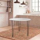 Mesa De Jantar Redonda Hairpin 90cm MDF BP BRANCO TX Mesa De Jantar Redonda Hairpin 90cm MDF BP BRANCO TX