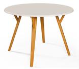 Mesa de Jantar Redonda Liz 110cm Para 4 Cadeiras Pés Madeira