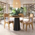 Mesa de Jantar Redonda MDF 4 Lugares 105cm Freijó/Preto