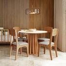 Mesa de Jantar Redonda MDF 4 Lugares 105cm Off White/Freijó