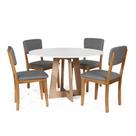 Mesa de Jantar Redonda Montreal Bran/Jade com 4 Cadeiras Estofadas Ella Cinza Escuro Mesa de Jantar Redonda Montreal Bran/Jade com 4 Cadeiras Estofadas Ella Cinza Escuro