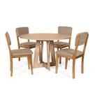 Mesa de Jantar Redonda Montreal Jade com 4 Cadeiras Estofadas Ella Marrom Claro