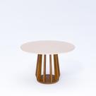 Mesa de Jantar Redonda Pitanga 120cm em Mdf com Vidro Temperado e Base em Madeira