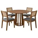 Mesa de Jantar Redonda Pitanga 4 Lugares Tampo MDF Cadeiras Estofadas Grafite 109cm Milani Movelaria Mesa de Jantar Redonda Pitanga 4 Lugares Tampo MDF Cadeiras Estofadas Grafite 109cm Milani Movelaria