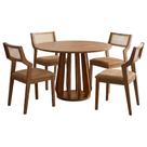 Mesa de Jantar Redonda Pitanga Com 4 Cadeiras Estofadas Acai material sintético NATUEM
