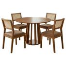 Mesa de Jantar Redonda Pitanga Com 4 Cadeiras Estofadas Tamarindo material sintético NATUEM