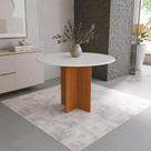 Mesa de Jantar Redonda Tampo de Madeira Fidelitá Espanha 90cm Freijó/Off-White