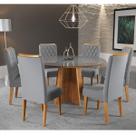 Mesa de Jantar Redonda Young Com 6 Cadeiras Iza Mel/Cinza/Vd Grafite Casa Giulia Mesa de Jantar Redonda Young Com 6 Cadeiras Iza Mel/Cinza/Vd Grafite Casa Giulia