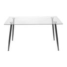 Mesa de Jantar Retangular 120 cm Taurus Base Metal Preto Tampo Vidro