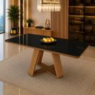 Mesa De Jantar Retangular 120x80 Base Perola Mdf Com Vidro Para Salas Cozinha e Area Gourmet