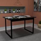 Mesa De Jantar Retangular 120x80 Estilo Industrial Compacta Base De Ferro Para 4 Pessoas Sem Cadeiras