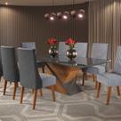 Mesa de Jantar Retangular 200x90 Cecilia com 8 Cadeiras em Madeira Maciça Topazio Mesa de Jantar Retangular 200x90 Cecilia com 8 Cadeiras em Madeira Maciça Topazio