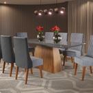 Mesa de Jantar Retangular 200x90 Haven com 8 Cadeiras em Madeira Maciça Topazio