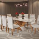 Mesa de Jantar Retangular 200x90 Noble com 8 Cadeiras Iza Bege/Mel/Off Whiti