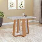 Mesa De Jantar Retangular 4 Lugares 120 Tampo Mdf/vidro Easy Pop Amendoa/off White