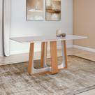 Mesa de Jantar Retangular 6 Lugares 170 Tampo MDF/Vidro Easy Pop Amendoa/off White Mesa de Jantar Retangular 6 Lugares 170 Tampo MDF/Vidro Easy Pop Amendoa/off White