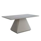 Mesa De Jantar Retangular 8 Cadeiras 210x110cm Lia Tampo Vidro 4mm Off White CCS