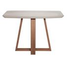 Mesa de Jantar Retangular Bennett com Vidro 115 cm Natural com Off White Mesa de Jantar Retangular Bennett com Vidro 115 cm Natural com Off White