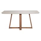 Mesa de Jantar Retangular Bennett com Vidro 160 cm Natural com Off White