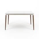 Mesa de Jantar Retangular com Tampo de Vidro Abbey Off White 135cm