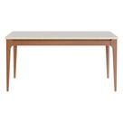 Mesa de Jantar Retangular com Tampo de Vidro Addar Off White e Natural 160cm