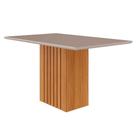 Mesa de Jantar Retangular com Tampo de Vidro Ana Off White e Nature 130 cm