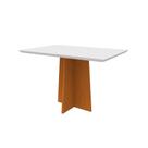 Mesa de Jantar Retangular com Tampo de Vidro Anitta Off White e Ype 120 cm