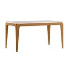 Mesa de Jantar Retangular com Tampo de Vidro Aurea Off White e Ypê 160 cm