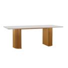 Mesa de Jantar Retangular com Tampo de Vidro Dara Cinamomo e Off White 180cm
