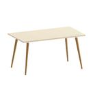 Mesa de Jantar Retangular com Tampo de Vidro Veneza Plus Off White e Noce 160 cm
