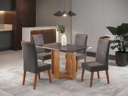 Mesa de Jantar Retangular Dinamarca com 4 Cadeiras Madeira Maciça Vegas Yescasa